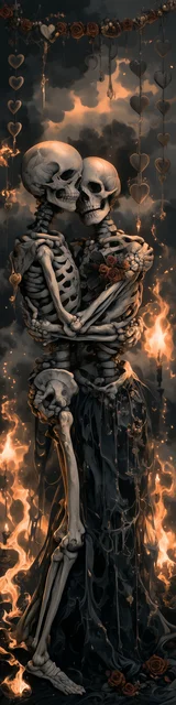 Free dark romance bookmark featuring a couple of skeletons